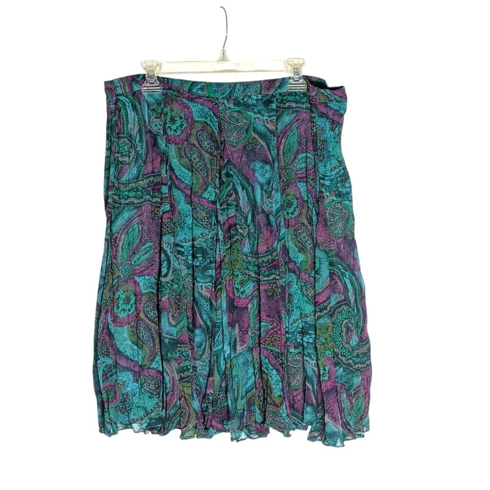 Coldwater Creek Midi Skirt Plus Sz 18 PXL Paisley Flowy Boho Fairy Elastic Waist